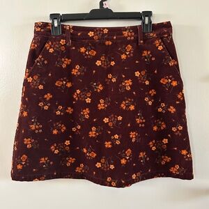 ModCloth Princess Highway Corduroy A-line mini skirt floral purple AU12 medium